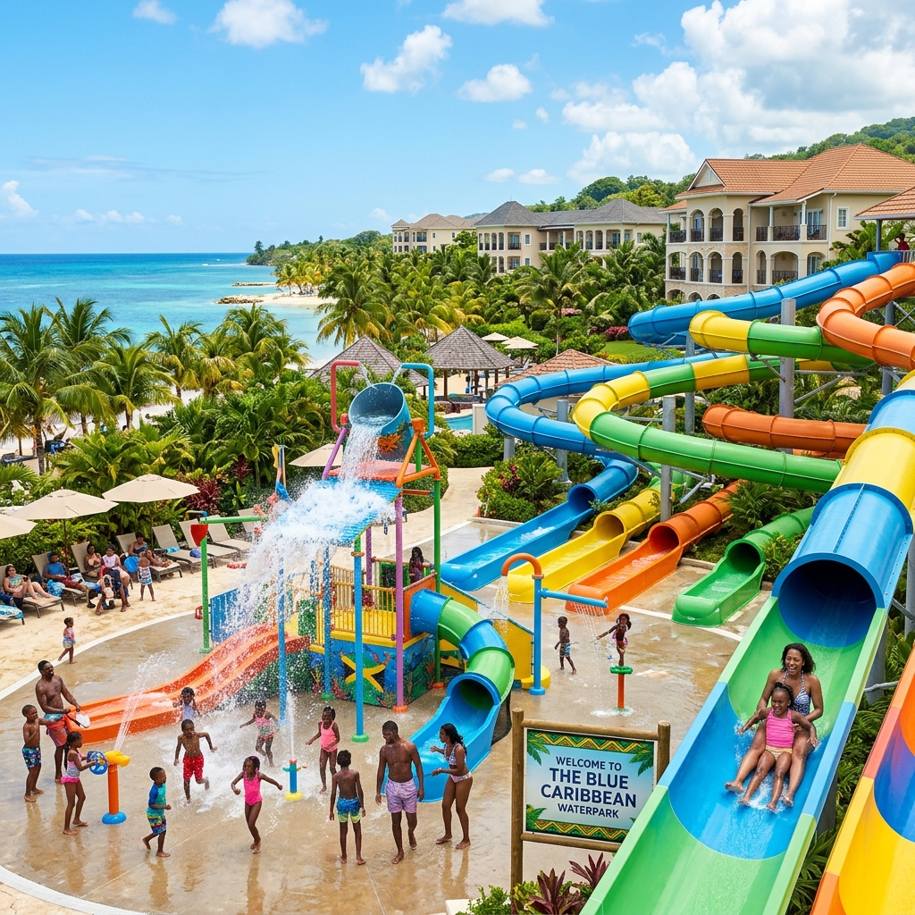 Fun-filled resort waterpark with slides and splash pools